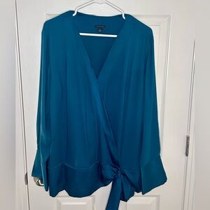 Ann Taylor Teal Wrap Blouse – Size XL